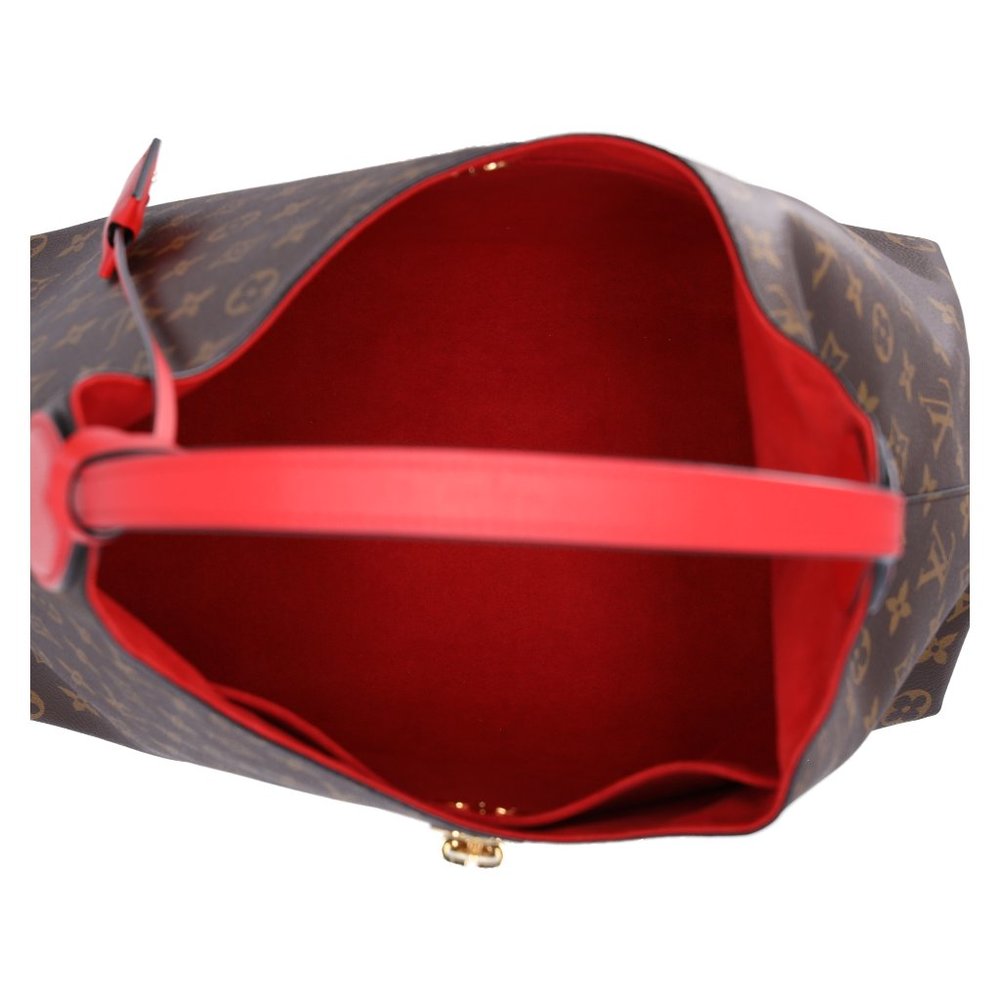 Louis Vuitton M43630 Flower Hobo Shoulder Bag Brown Monogram Red - Picture 10 of 16